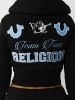 EMBROIDERED SHRUNKEN ZIP HOODIE