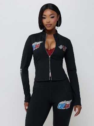 CRYSTAL SPORTY CONTOUR ZIP JACKET