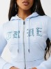 CRYSTAL EMBROIDERED SHRUNKEN ZIP HOODIE