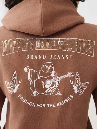 BUTTERFLY CRYSTAL LOGO ZIP HOODIE
