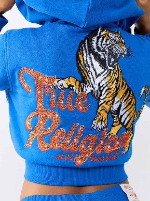 CRYSTAL TIGER SHRUNKEN ZIP HOODIE