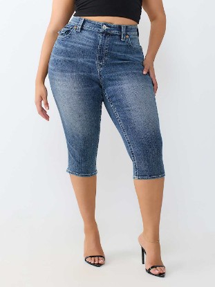 PLUS JENNIE MID RISE FLAP CURVY SKINNY CAPRI