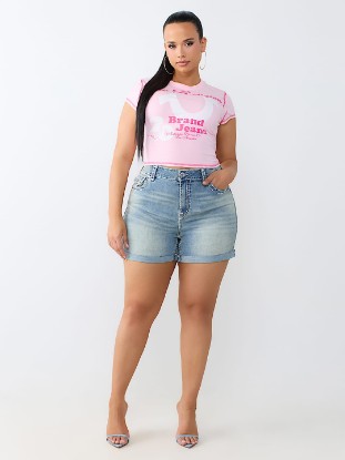 PLUS JENNIE MID RISE SUPER T FLAP CURVY SHORT
