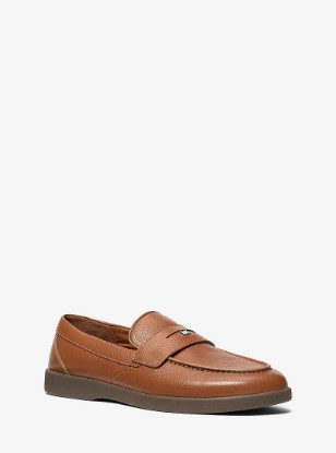 Wesley Pebbled Leather Loafer in LUGGAGE | Michael Kors