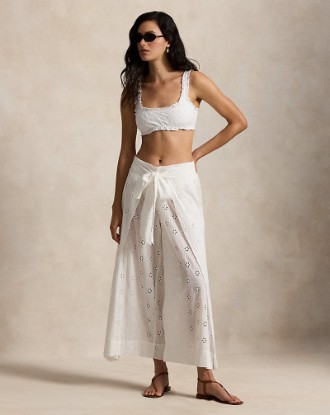 White Cotton Eyelet Cover-Up Wrap Pant Polo Ralph Lauren 1