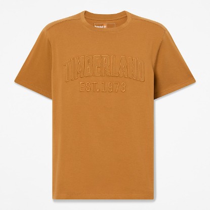 Mens Washed Embroidered Logo TShirt TBL Wheat HERO