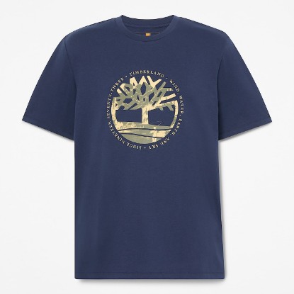 Mens Tree Logo Lake House Graphic TShirt TBL Dark Navy HERO