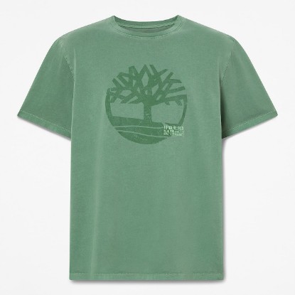 Mens Garment Dyed Logo Graphic TShirt TBL Forest Green HERO