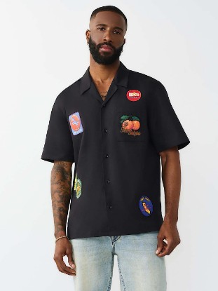 TWILL EMBROIDERED CAMP SHIRT