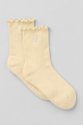 Women's Lettuce Edge Sock - Candlelight Yellow