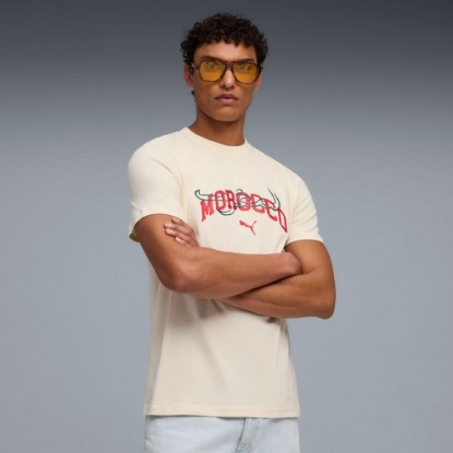 Morocco ftblCulture Men's Soccer Tee, Alpine Snow-For All Time Red, extralarge