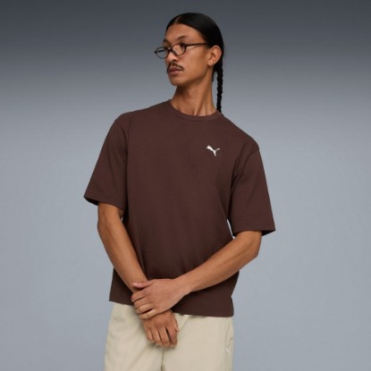 PUMA Wardrobe Essentials Men's Boxy Tee, Chocolate Brown, extralarge