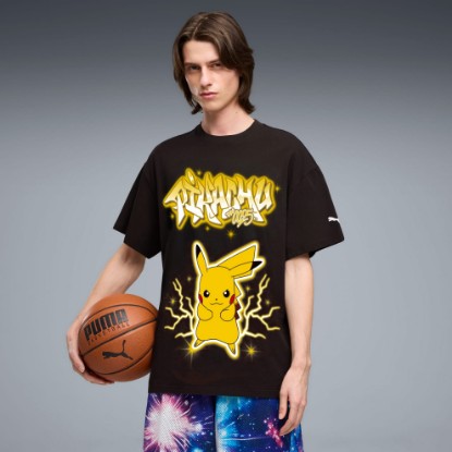 PUMA x POKÉMON Pikachu Men's Oversized Tee, PUMA Black, extralarge