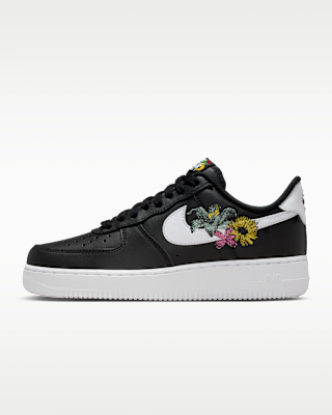 Nike Air Force 1 '07 Premium "Flowers" Women's Shoes - Black/Metallic Gold/White/White
