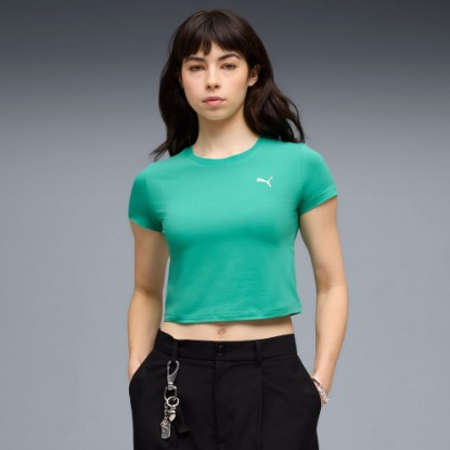 PUMA Wardrobe Essentials Women's Baby Tee, Vibrant Green, extralarge