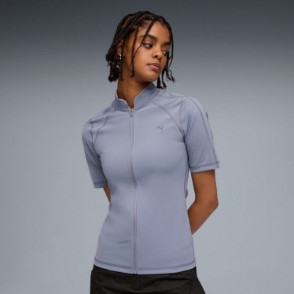 T7 Women's Zip-Front Top, Gray Sky, extralarge