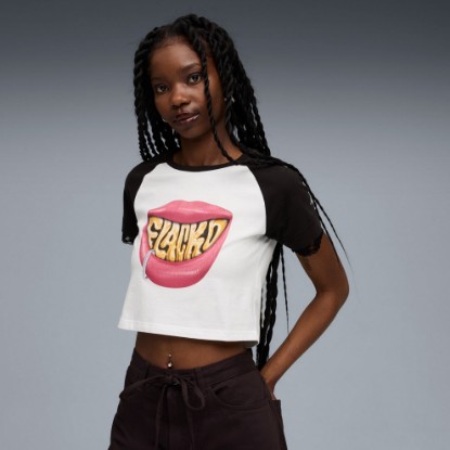 A$AP ROCKY x PUMA Women's Flacko Smile Baby Tee, PUMA White, extralarge