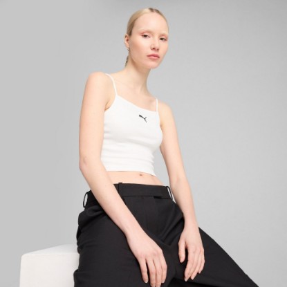 PUMA Wardrobe Essentials Women's Ribbed Tank Top, PUMA White, extralarge