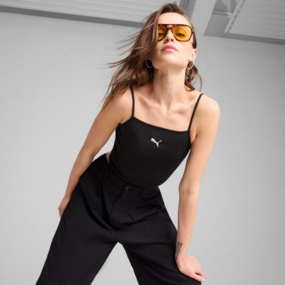 PUMA Wardrobe Essentials Women's Ribbed Tank Top, PUMA Black, extralarge