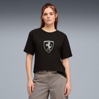 Scuderia Ferrari Women's Tonal Shield Tee, PUMA Black, extralarge