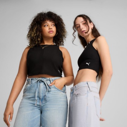 Wardrobe Essentials Women's Ribbed Crop Top, PUMA Black, extralarge