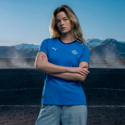 Iceland Home Women's Soccer Jersey, Electro Royal-PUMA White, extralarge
