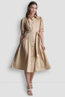 DROP-WAIST MIDI SHIRT DRESS VIEW 1 | MIDI DRESSES