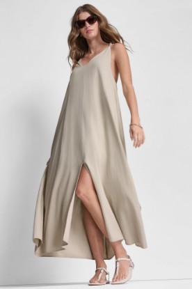 LINEN-BLEND TIE BACK MAXI DRESS VIEW 1 | MAXI DRESSES