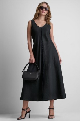 FRAYED LINEN MAXI DRESS VIEW 1 | MAXI DRESSES