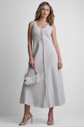 FRAYED LINEN MAXI DRESS VIEW 1 | MAXI DRESSES