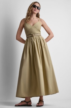 STRAPPY V-NECK MAXI DRESS WITH RAFFIA BELT VIEW 1 | MAXI DRESSES