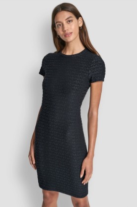 LOGO JACQUARD CREW NECK DRESS VIEW 1 | MINI DRESSES