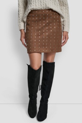 Picture of EMBELLISHED FAUX SUEDE MINI SKIRT