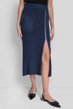 ZIP DETAILED MIDI SWEATER SKIRT VIEW 1 | Skirts