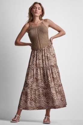 TIERED SATIN PRINTED SKIRT VIEW 1 | Skirts