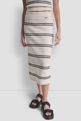Picture of STRIPED POINTELLE STITCH MIDI SKIRT