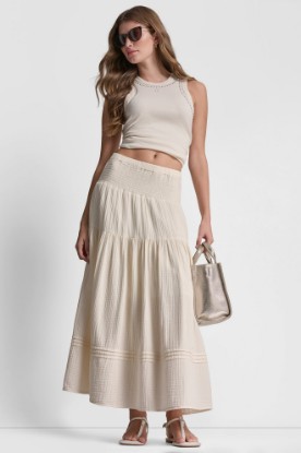Picture of SMOCKED WAIST MAXI TIERED SKIRT