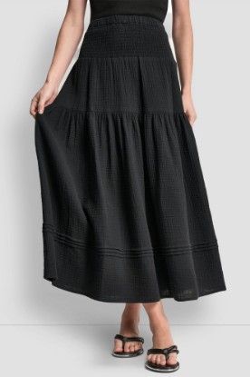 SMOCKED WAIST MAXI TIERED SKIRT VIEW 1 | Skirts