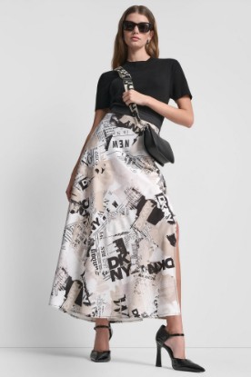 Picture of NEWSPAPER PRINT MIDI SKIRT