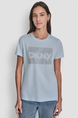 DKNY BOX RHINESTONE LOGO TEE VIEW 1 | Tees & Tanks