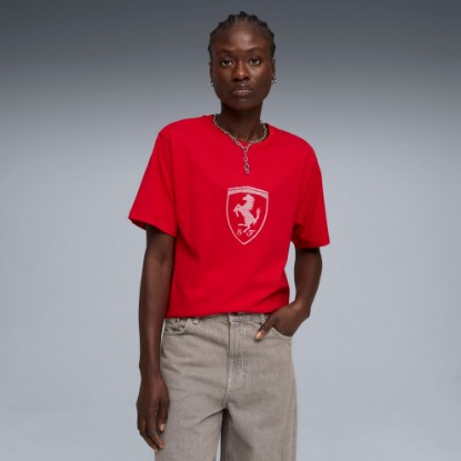 Scuderia Ferrari Women's Tonal Shield Tee, Rosso Corsa, extralarge