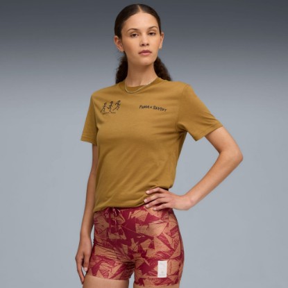 PUMA x SAYSKY Moisture Wicking Running Tee, Honey Butter, extralarge