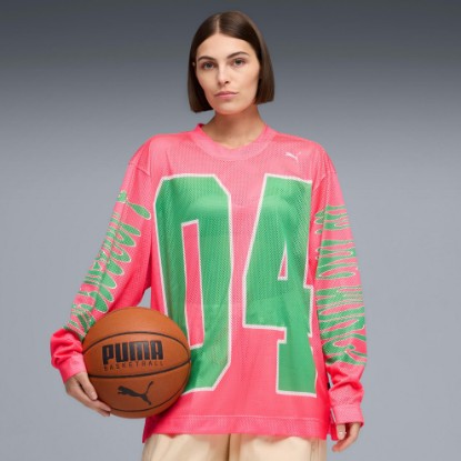 Flau'jae Women's Oversized Long Sleeve Jersey, Pure Pink, extralarge