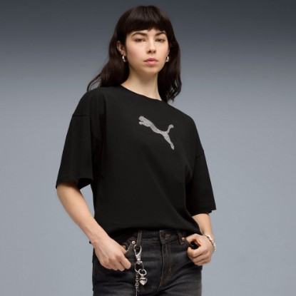 Essentials Graphics Bedazzled Women's Oversized Tee, PUMA Black, extralarge