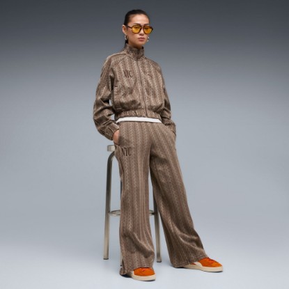 T7 Jacquard NYC Women's Track Pants, Chocolate Brown, extralarge
