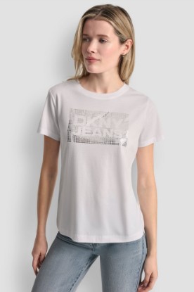 Picture of DKNY JEANS STACK LOGO RHINESTONE TEE