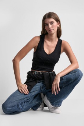 RHINESTONES V-NECK TANK VIEW 1 | Tees & Tanks
