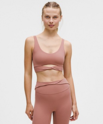 Nulu Twist-Front Scoop-Neck Bra - Red Clay