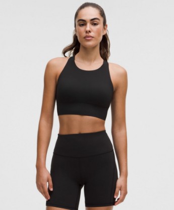Black lululemon LightLift Sports Bra Medium Support, B/C Cup