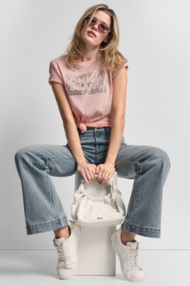 DKNY JEANS STACK LOGO RHINESTONE TEE VIEW 1 | Tees & Tanks